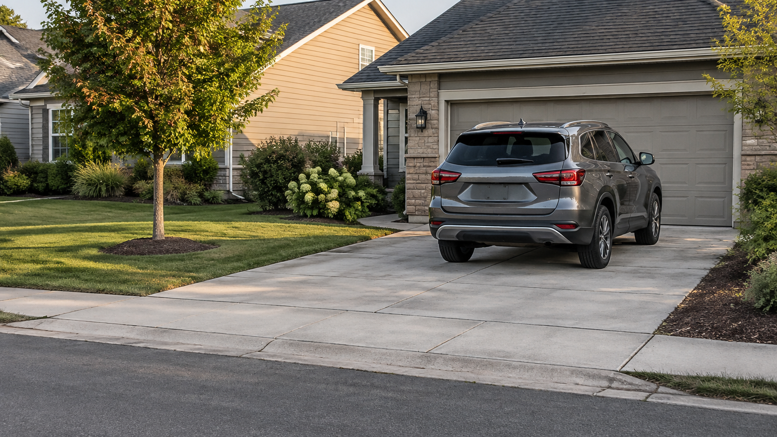 Private driveway prepared for short-term airport parking